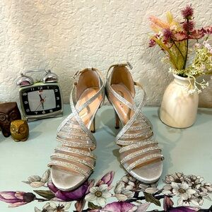 Nina rhinestone and silver high heels